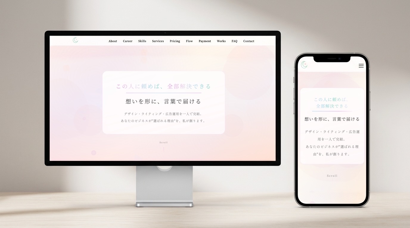 ポートフォリオ・プロモーションサイトのスクリーンショット